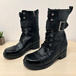 Harley-Davidson Black Leather Combat Boots Womens 10M / EU 42 Goth Steampunk Y2K